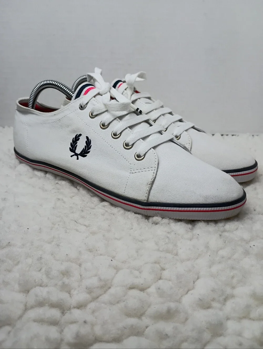 Fred Perry Kingston Twill White Canvas Sneakers Shoes Men's US 9 EU 42 B6259S